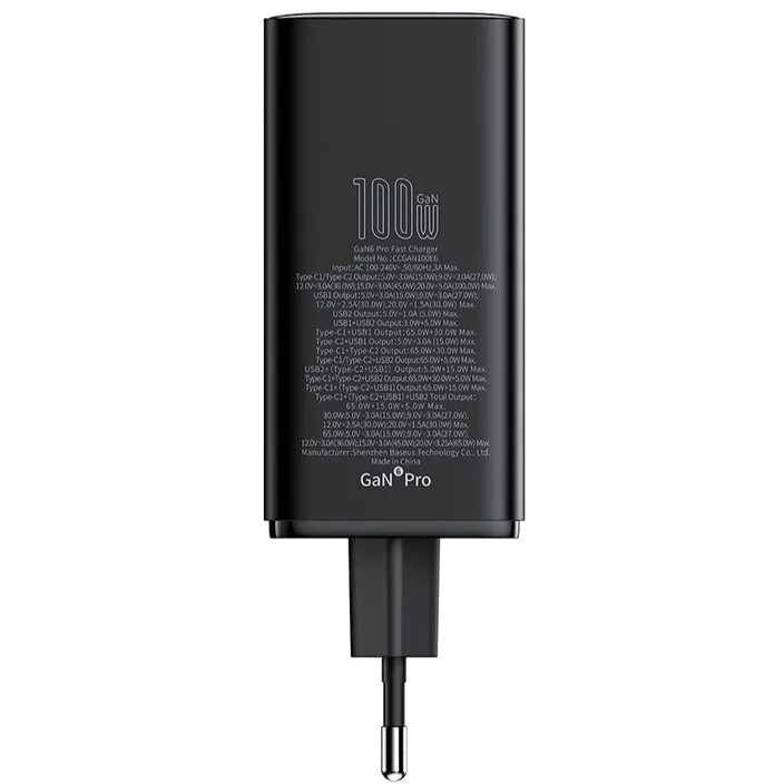 Сетевое зарядное устройство Baseus GaN6 Pro Cluster Black (P10162705112-00) - фото 5