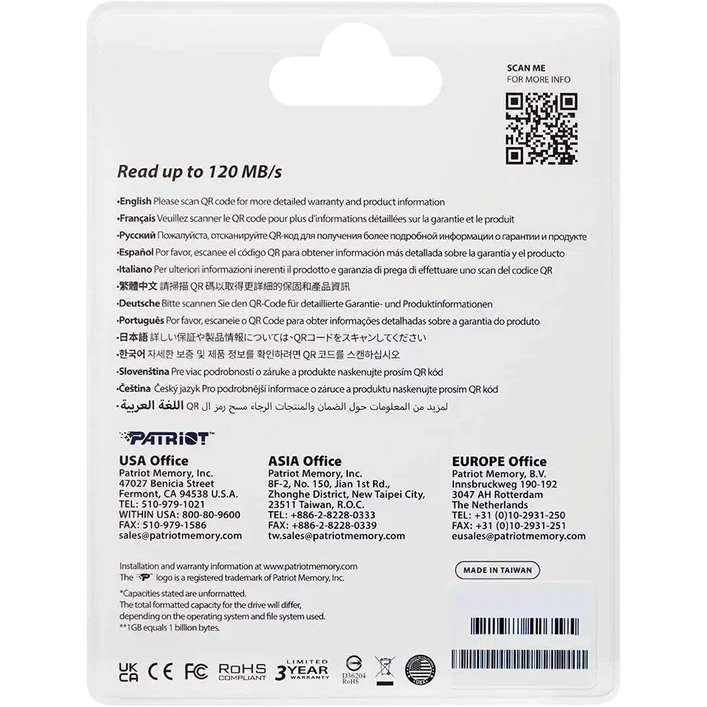 USB Flash накопитель 64Gb Patriot Tab 300 (PSF64GT300DS3U) - фото 6