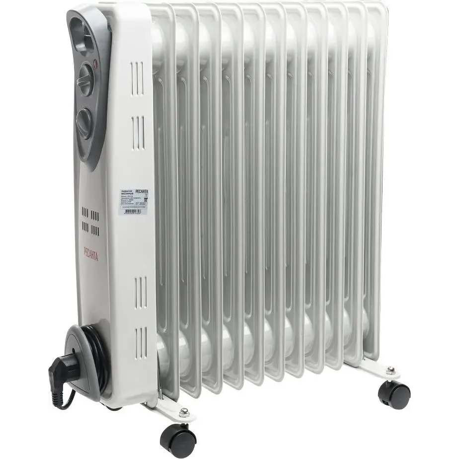 Масляный радиатор Ресанта ОМ-12А 2500W White - 67/3/21