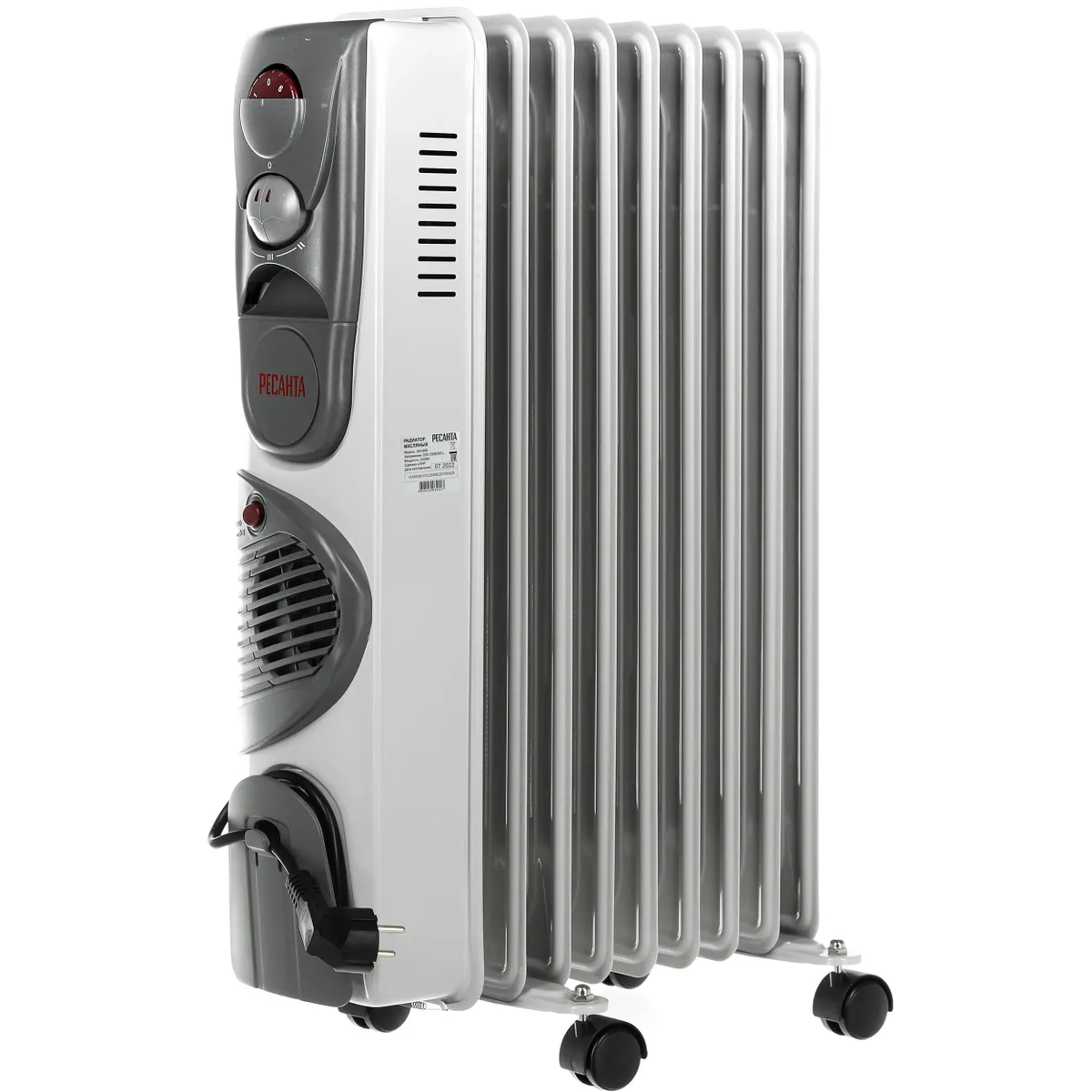 Масляный радиатор Ресанта ОМ-9АВ 2400W White - 67/3/22