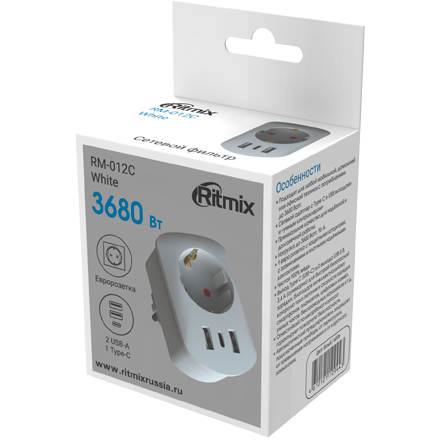 Сетевой фильтр Ritmix RM-012C White - фото 3