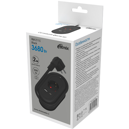 Сетевой фильтр Ritmix RM-211C Black - фото 3