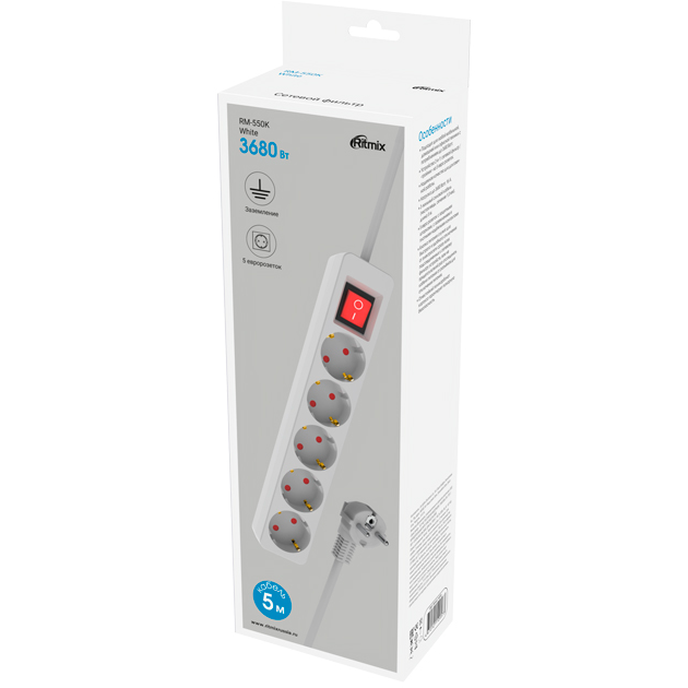 Сетевой фильтр Ritmix RM-550K White - фото 3