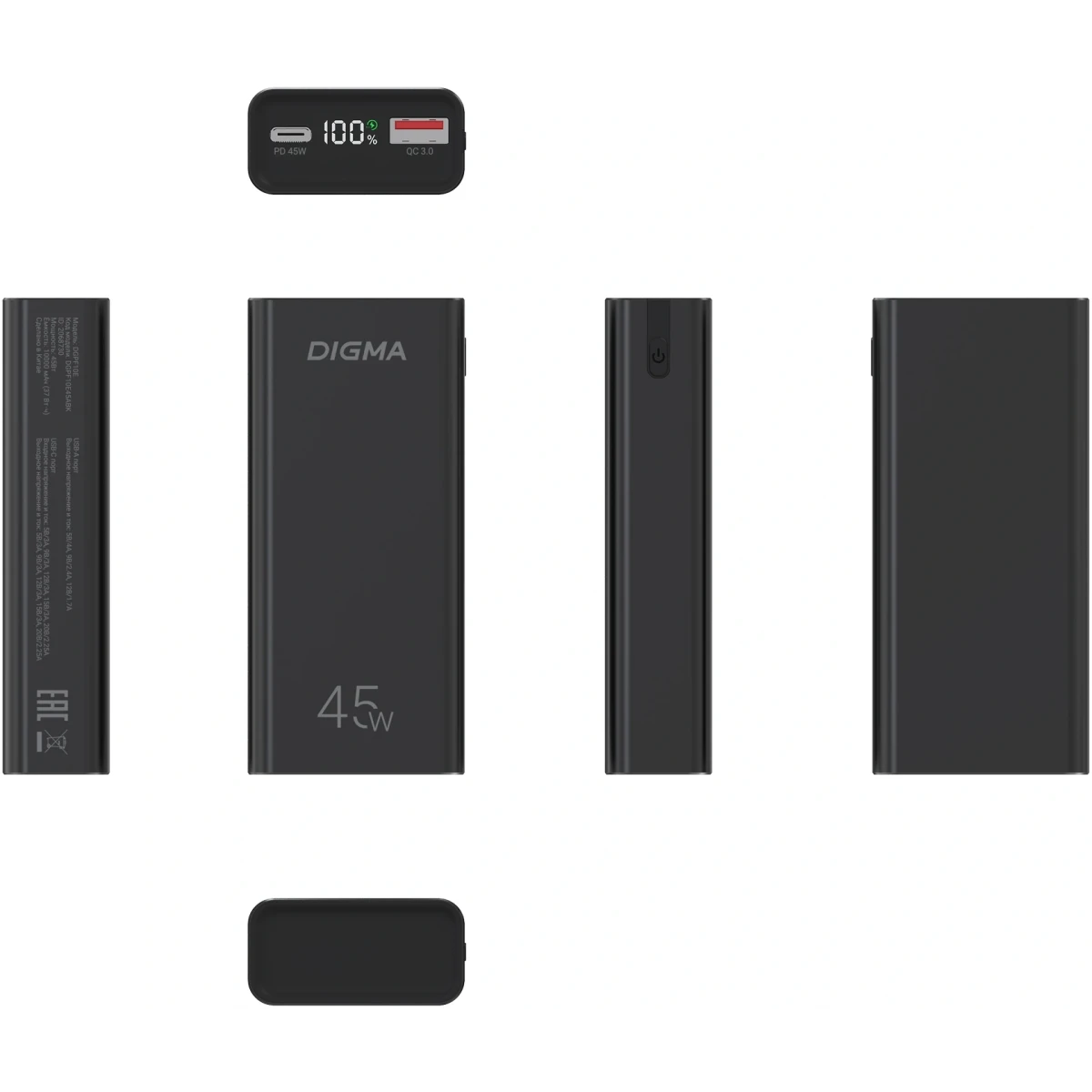 Внешний аккумулятор Digma DGPF10E Black - DGPF10E45ABK - фото 2