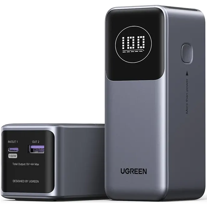 Внешний аккумулятор UGREEN 12000mAh Quick Charging 100W Power Bank Gray (PB724) - 35526B