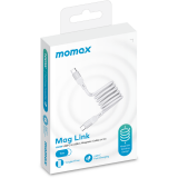 Кабель USB Type-C - USB Type-C, 1м, Momax Mag.Link Magnetic White (DC35W)