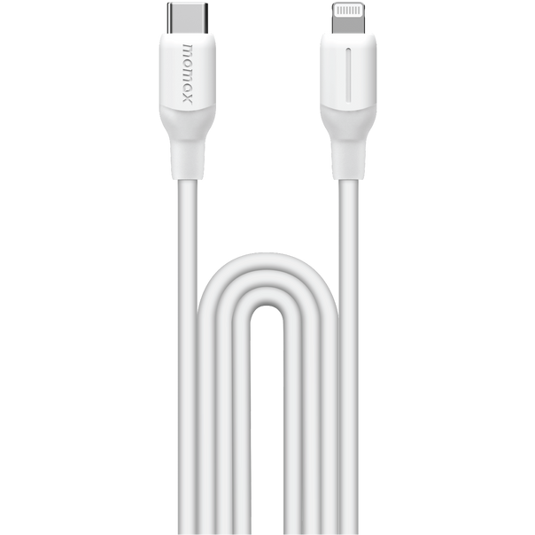 Кабель USB Type-C - Lightning, 1.2м, Momax 1-Link Flow LC White (DL53W)