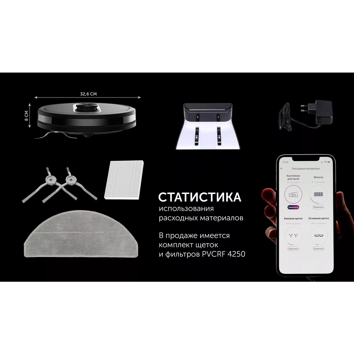 Робот-пылесос Polaris PVCR 4250 Wi-Fi IQ Home Black - фото 12