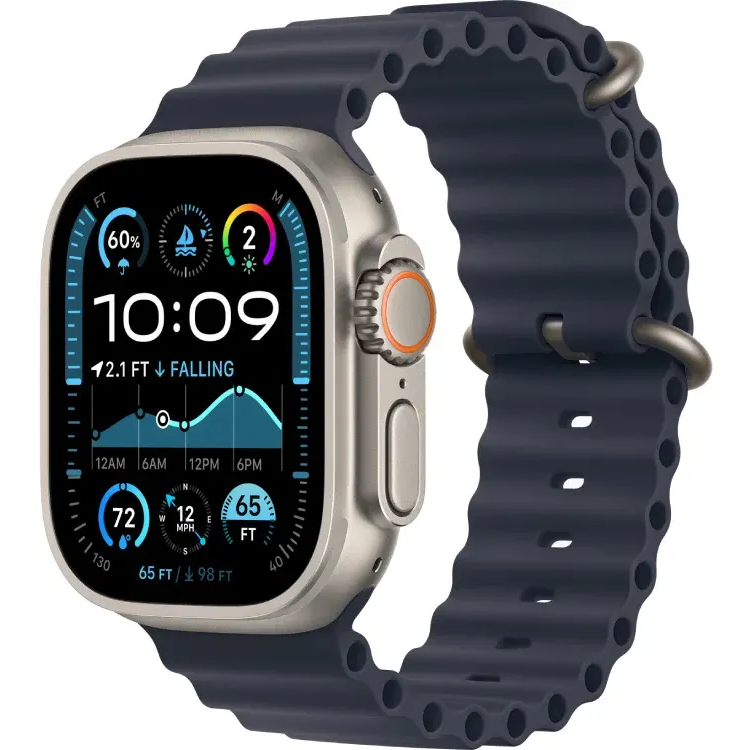 Умные часы Apple Watch Ultra 2 49mm Natural Titanium Case with Navy Ocean Band (MX4D3FD/A)