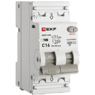 Автоматический выключатель дифференциального тока EKF D63N26E16C30