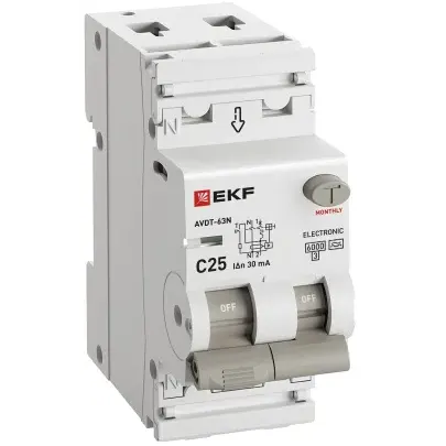 Автоматический выключатель дифференциального тока EKF D63N26EA25C30 - фото 2