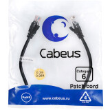 Патч-корд Cabeus PC-UTP-RJ45-Cat.6-0.3m-BK, 0.3м