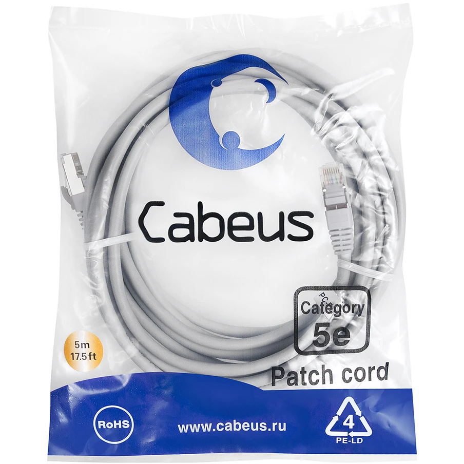 Патч-корд Cabeus PC-FTP-RJ45-Cat.5e-5m, 5м - фото 2