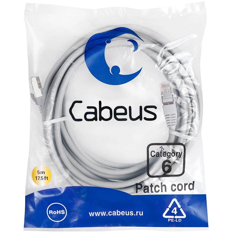 Патч-корд Cabeus PC-FTP-RJ45-Cat.6-5m-LSZH, 5м - фото 2