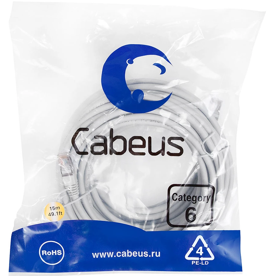 Патч-корд Cabeus PC-FTP-RJ45-Cat.6-15m-LSZH, 15м - фото 2