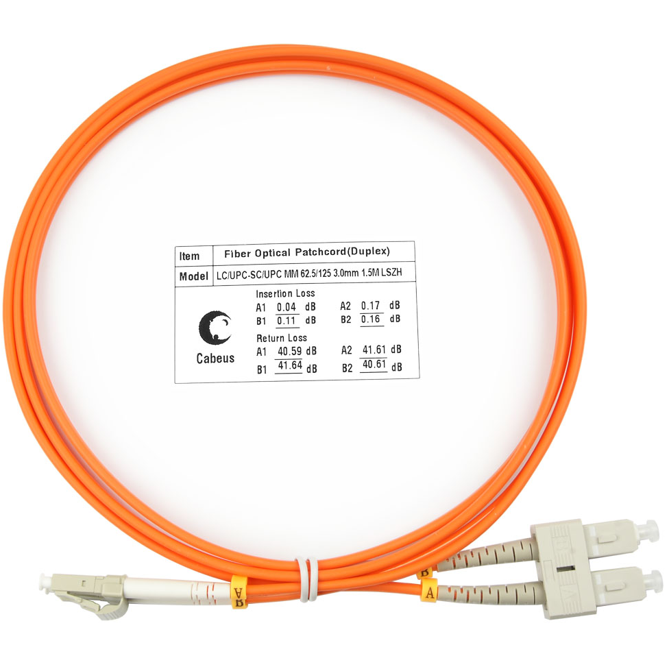 Патч-корд Cabeus FOP-62-LC-SC-1,5m, 1.5м