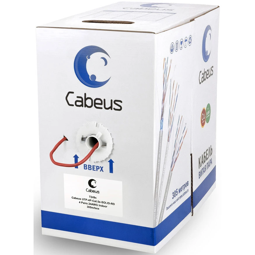 Бухта Cabeus UTP-4P-Cat.5e-SOLID-RD, 305м - фото 2