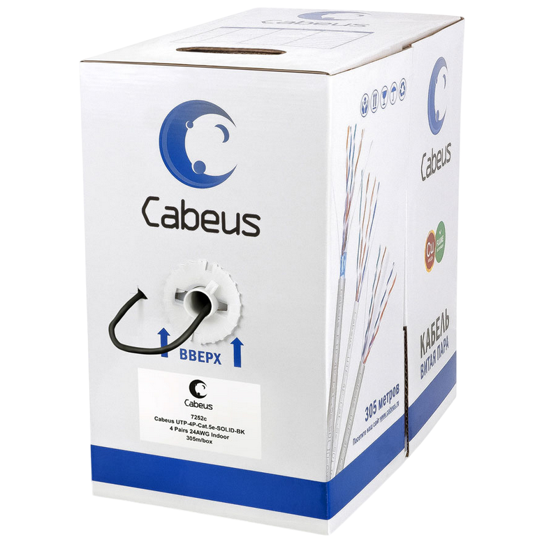 Бухта Cabeus UTP-4P-Cat.5e-SOLID-BK, 305м