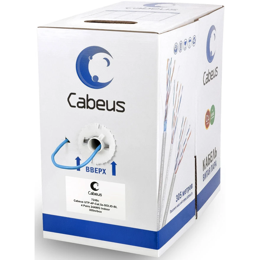 Бухта Cabeus UTP-4P-Cat.5e-SOLID-BL, 305м - фото 2