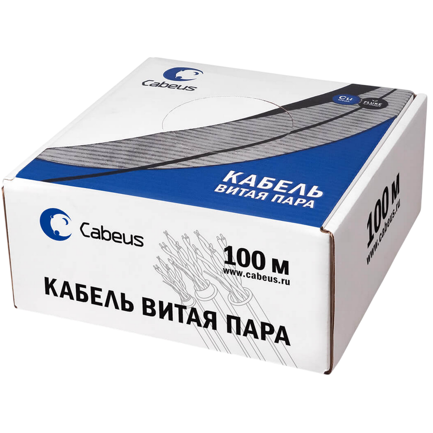 Бухта Cabeus UTP-2P-Cat.5e-SOLID-LSZH-GY-100, 100м