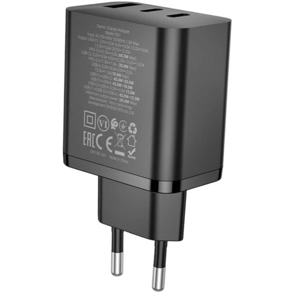 Сетевое зарядное устройство HOCO N51 Black - 6942007641098 - фото 2