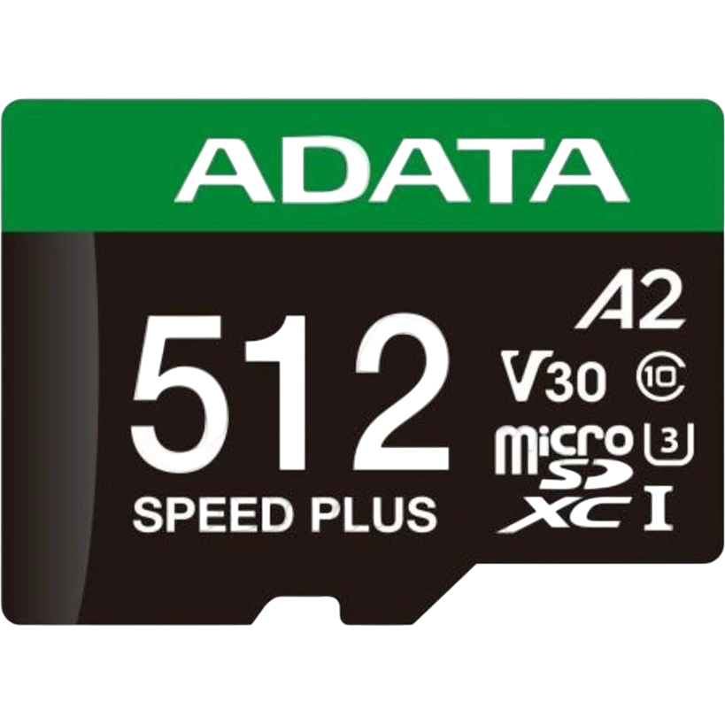 Карта памяти 512GB MicroSD ADATA SPEED PLUS + SD адаптер (UD512GUI3V30A2SP-RA1)