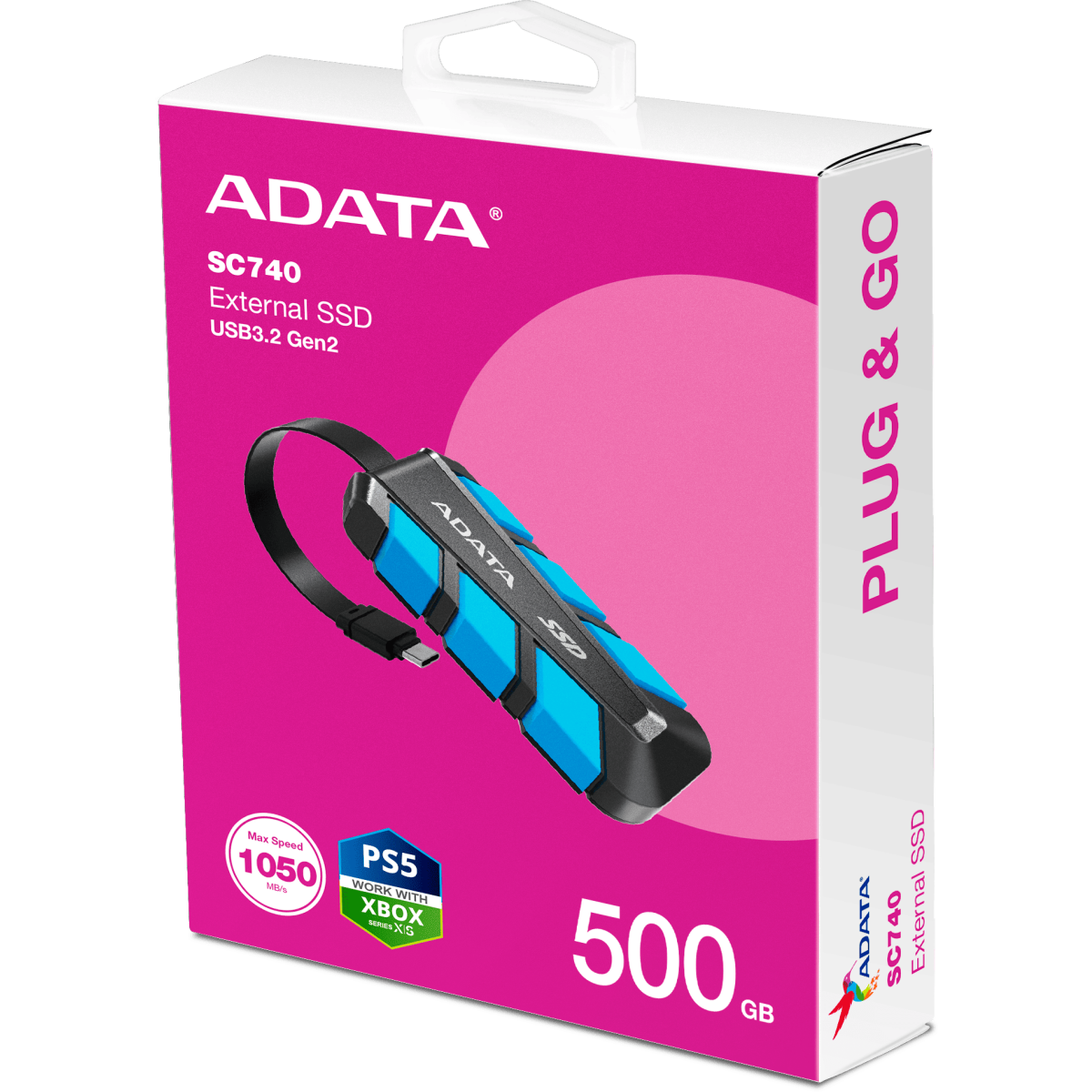 Внешний накопитель SSD 500Gb ADATA SC740 Blue (SC740-500G-CBU) - фото 6