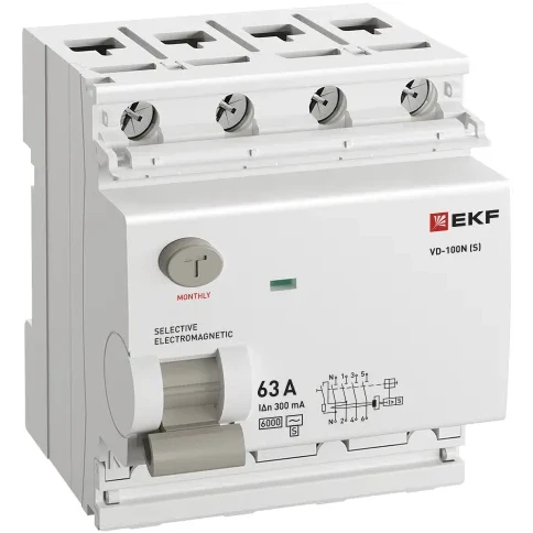 Выключатель дифференциального тока (УЗО) EKF E1046MS63300 - фото 2