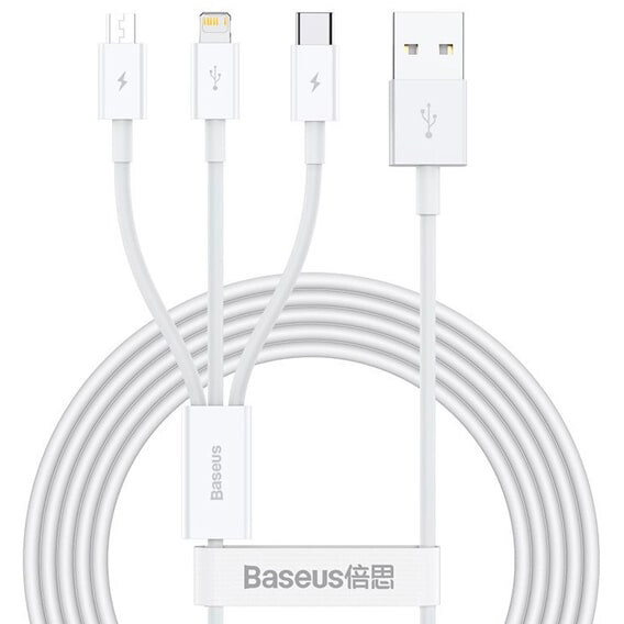 Кабель USB - microUSB/USB Type-C/Lightning, 1.5м, Baseus CAMLTYS-02