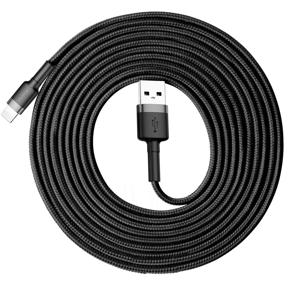 Кабель USB - Lightning, 3м, Baseus CALKLF-RG1 Black/Grey