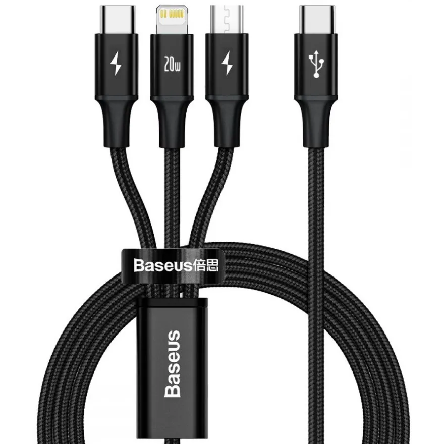 Кабель USB Type-C - USB Type-C/microUSB/Lightning, 1.5м, Baseus CAMLT-SC01