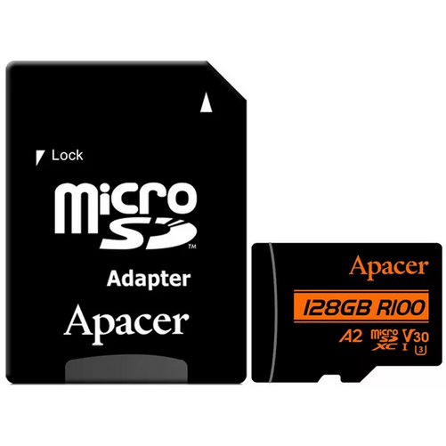 Карта памяти 128Gb MicroSD Apacer + SD адаптер (AP128GMCSX10U8-R)
