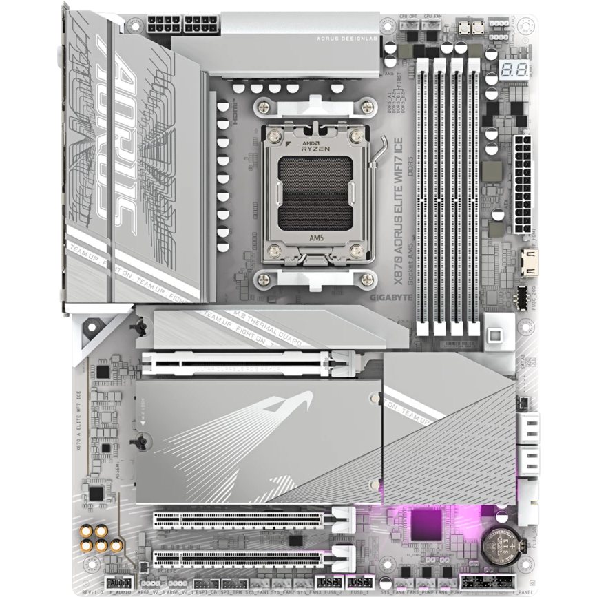 ..... Материнская плата Gigabyte X870 AORUS ELITE WIFI7 ICE (1426) Б/У царапина на обратной стороне