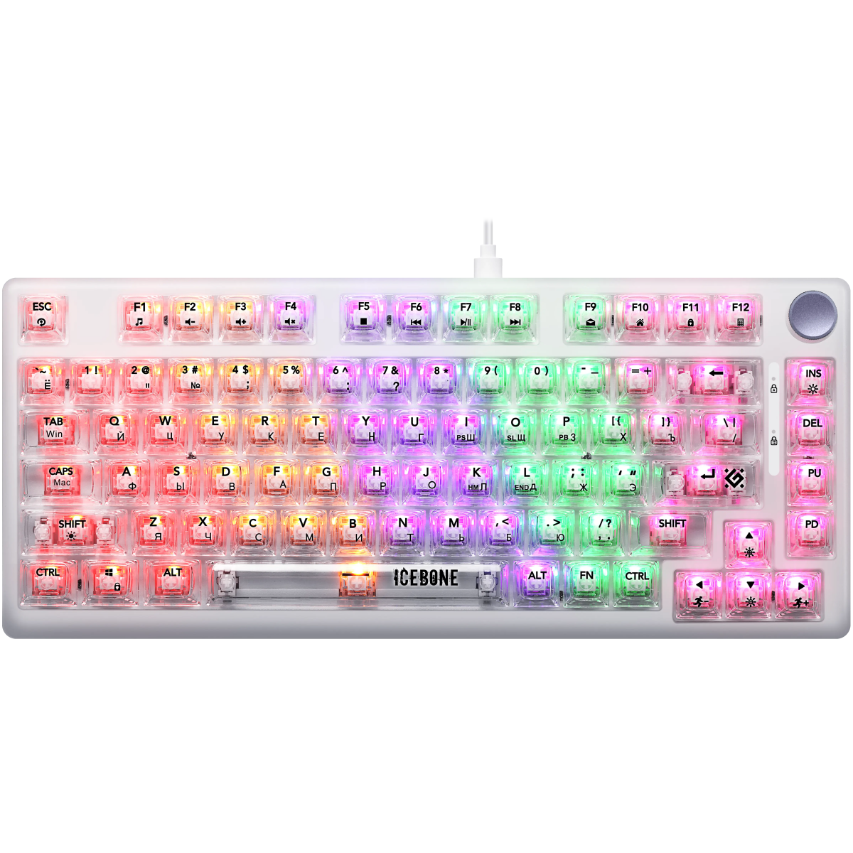 Клавиатура Defender Icebone GK-354 Transparent White (45354)