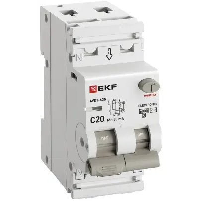 Автоматический выключатель дифференциального тока EKF D63N26E20C30 - фото 3