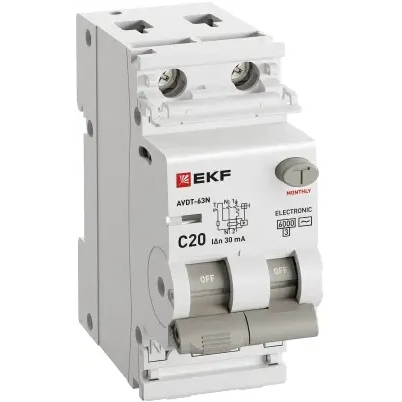 Автоматический выключатель дифференциального тока EKF D63N26E20C30 - фото 4
