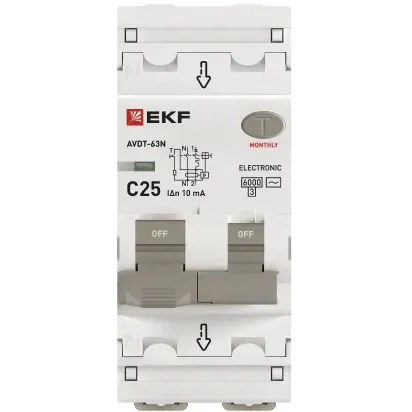 Автоматический выключатель дифференциального тока EKF D63N26E25C10