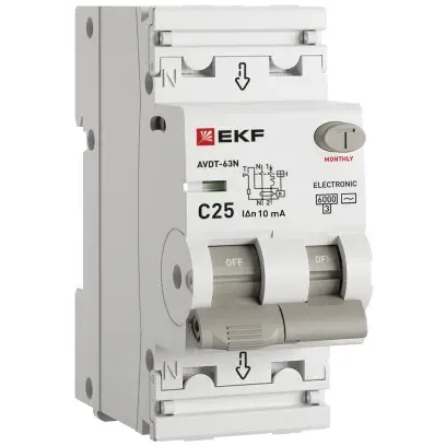 Автоматический выключатель дифференциального тока EKF D63N26E25C10 - фото 2
