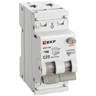Автоматический выключатель дифференциального тока EKF D63N26E25C10 - фото 3