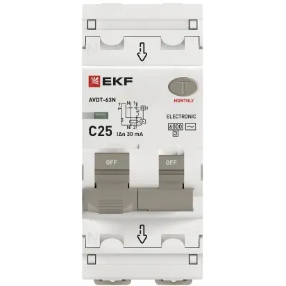 Автоматический выключатель дифференциального тока EKF D63N26E25C30