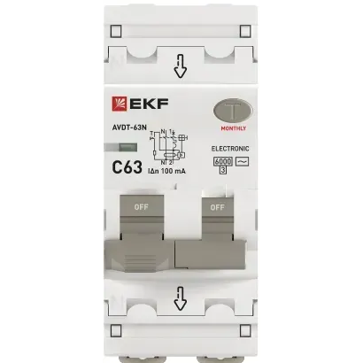 Автоматический выключатель дифференциального тока EKF D63N26E63C100
