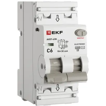 Автоматический выключатель дифференциального тока EKF D63N26E6C30 - фото 2