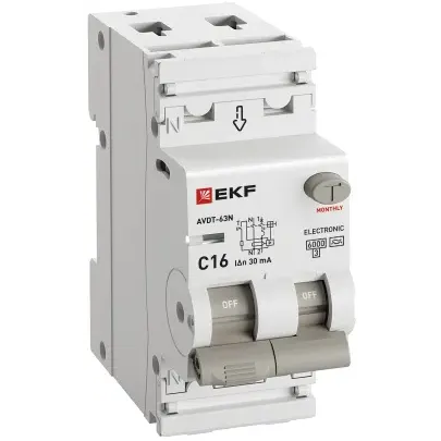 Автоматический выключатель дифференциального тока EKF D63N26EA16C30 - фото 3
