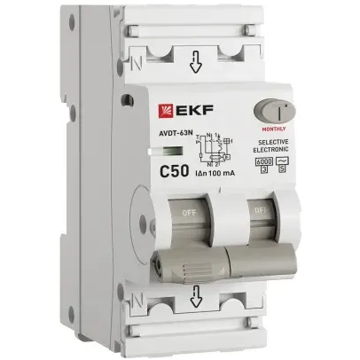 Автоматический выключатель дифференциального тока EKF D63N26ES50C100 - фото 2