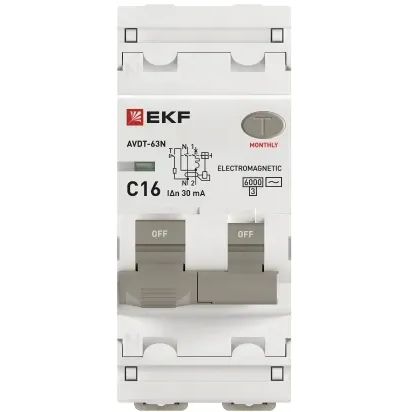 Автоматический выключатель дифференциального тока EKF D63N26M16C30
