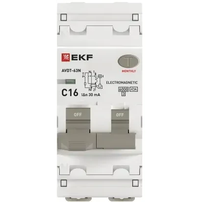 Автоматический выключатель дифференциального тока EKF D63N26MA16C30