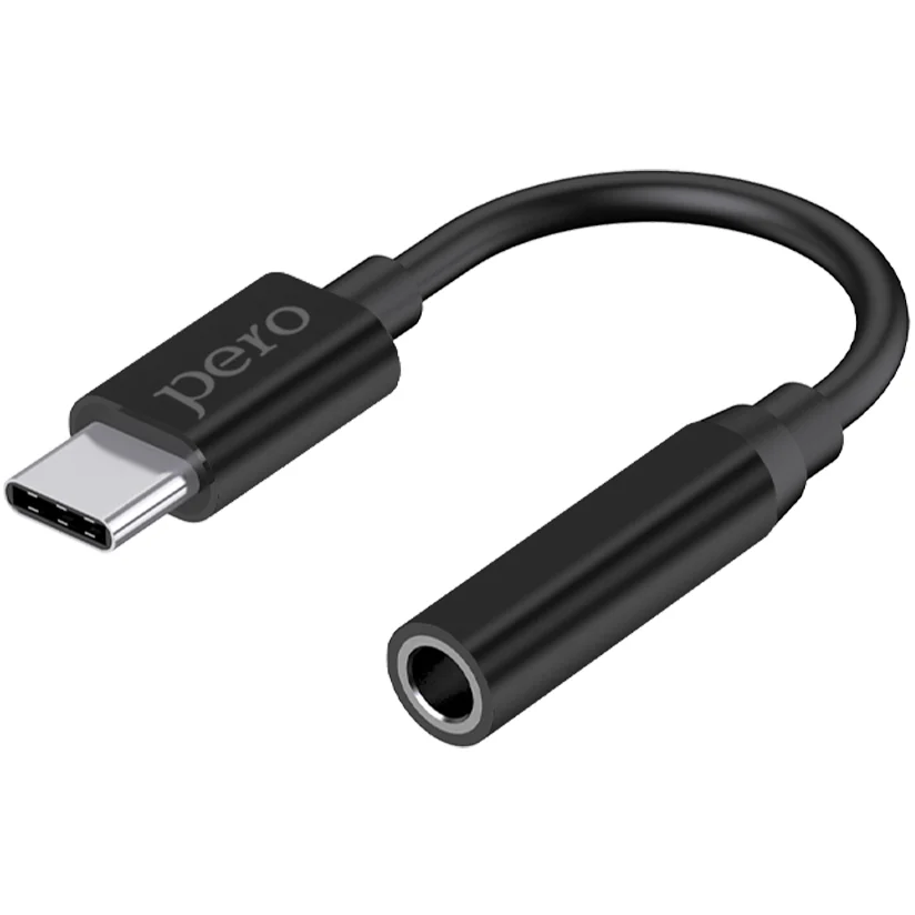 Переходник USB Type-C - 3.5 Jack, PERO AD09 Black