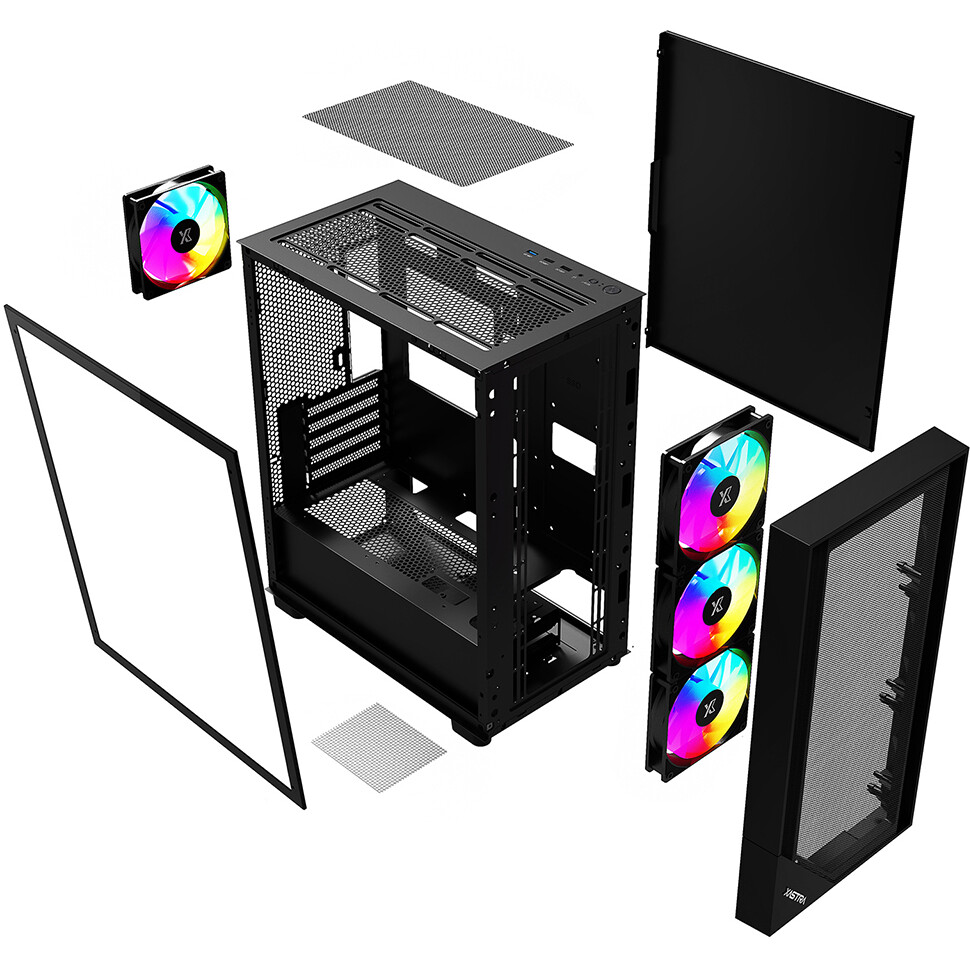 Корпус XASTRA A401M 4ARGB Black - A401M-4FC12A-BK - фото 7