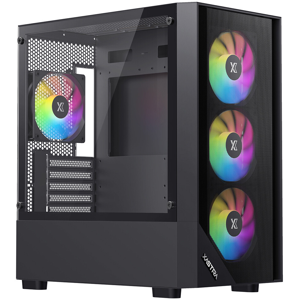 Корпус XASTRA A401M 4FRGB Black - A401M-4FC12F-BK
