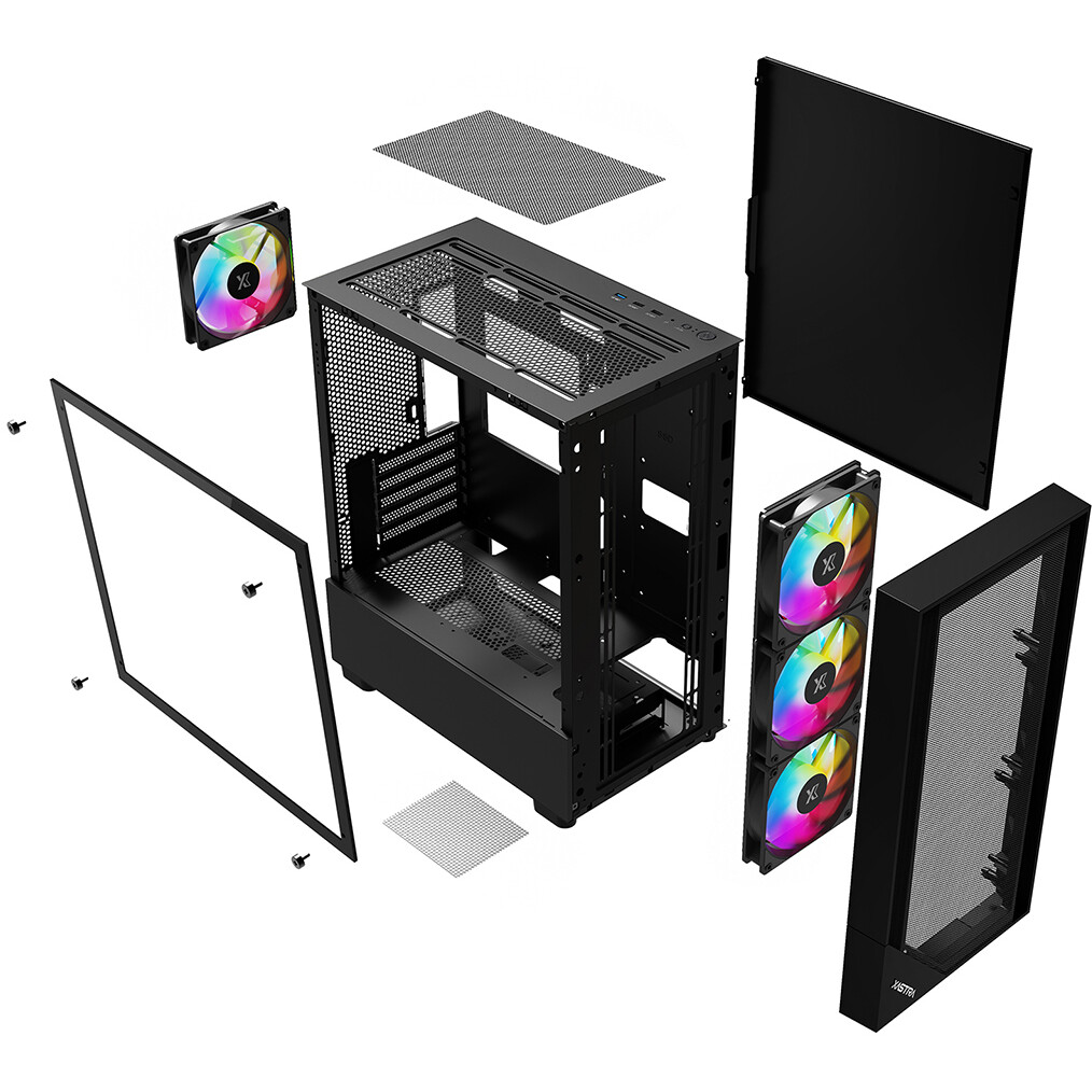 Корпус XASTRA A401M 4FRGB Black - A401M-4FC12F-BK - фото 7